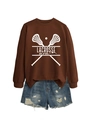 Brown Lacrosse Mom sweatshirt paired with distressed denim shorts for casual style - S / Coffee (White Font)