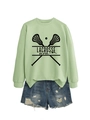 Sage green lacrosse mom crewneck sweatshirt with soft cotton fabric and black graphic print - S / Olive Green (Black Font)