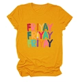 Dettaglio della stampa Friyay con matita e righello su maglietta in cotone giallo senape - S / Giallo Senape