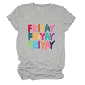 Dettaglio della t-shirt grigia girocollo con grafica creativa FRIYAY e matite - S / Grigio chiaro