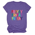 Close-up of purple crew neck t-shirt featuring creative Friyay pencil and ruler graphic - S / Purple