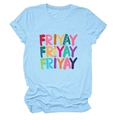 Detail of light blue t-shirt with Friyay print featuring pencil and ruler graphics - S / Light Blue