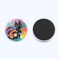Cartoon space cat fridge magnet with 25mm round crystal glass and black magnetic back - Starry Sky Black Cat Style 5(JY9618-5)