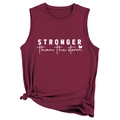 Détail du débardeur bordeaux avec imprimé stronger than the storm et nœud sur le côté - S / Bordeaux