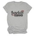 Close-up of Baseball Grammy print on grey melange cotton blend t-shirt with cuffed sleeves - Light Grey (Black Text)