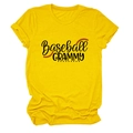 Detail view of yellow Baseball Grammy T-shirt showing print quality and rolled cuff detail - Yellow (Black Text)
