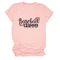 Detail of pink Baseball Grammy t-shirt showing the crew neck and soft cotton fabric texture - Pink (Black Text)