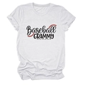 Close-up of white cotton T-shirt featuring Baseball GRAMMY print and red stitching detail - White (Black Text)