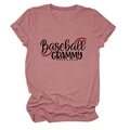 Detail of pink Baseball Grammy T-shirt showing soft fabric texture and sports graphic - Rose Gold (Black Text)