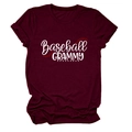 Detail of Baseball Grammy print on maroon short sleeve crew neck cotton t-shirt - Wine Red (White Text)