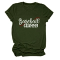 Detail of Baseball GRAMMY print on dark green t-shirt with rolled sleeves and crew neck - Army Green (White Text)