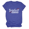 Detail of Baseball Grammy print on navy blue short sleeve t-shirt with knit texture - Retro Blue (White Text)