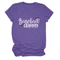 Purple crewneck short sleeve T-shirt with white Baseball Grammy graphic and red stitching - Purple (White Text)