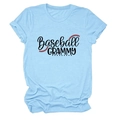 Detail of light blue Baseball Grammy T-shirt with rolled sleeves and graphic print - Light Blue (Black Text)