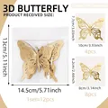 3D hollow rose gold butterfly wall stickers set of 12 for wedding and home decoration - Rose Gold Hollow Butterfly (PJ9000-YJ)