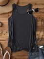 Flat lay of dark grey ribbed tank top with summer accessories on wooden background - Dark Gray