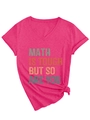 Détail du t-shirt rose à col en V avec texte imprimé et design élégant à nœud - S / Rose rouge