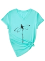 Dettaglio maglietta verde menta con scollo a V, stampa libellula e scritta Warrior - S / Blu Acqua Profonda (Grafica Nera)