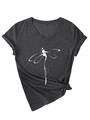 Détail du t-shirt gris foncé à col en V avec imprimé graphique de libellé blanche - S / Gris Anthracite (Graphiques Blancs)