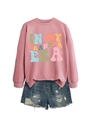 Details des In My Grandma Era Sweatshirts mit bunter Retro-Schrift und Sternen-Print - S / Roségold