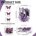 Lila Fantasy-Mädchen Wandsticker-Set mit 3D-Schmetterlingen und Größenangaben - 30*60cm*2 Blätter + 12 Stück Schmetterlinge