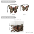 Pegatinas de pared mariposa 3D vintage con rosas rojas, set de 12 en dos tamaños - Estilo de Rosa Roja Vintage