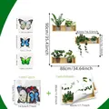 3D potted plants wall decal set with 12 colorful butterflies size 90x88cm dimensions - 30*45cm*3 Sheets + 12pcs Butterflies