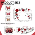 Adesivi murali rose rosse con 12 farfalle 3D guida alle dimensioni dettagliate - Vite di Rosa Rossa + 12 Farfalle Rosse (30*90cm)
