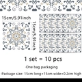 Pegatinas de azulejos mandala gris vintage juego de 10 para pared de cocina y baño - 15x15cm (Juego de 10)