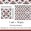 Pegatinas de azulejos marroquíes vintage 15x15cm set de 10 para decoración de pared - 15x15cm (10 Piezas)