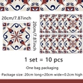 Detalle de 10 pegatinas de azulejos vintage con patrones geométricos y medidas de 20cm - 20x20cm (10 Piezas)