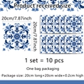Pegatinas de azulejos mandala azul y blanco pack de 10 para pared de cocina y baño - 20*20cm*10pcs