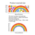 Cartoon rainbow wall sticker size chart with 90x30cm sheet and layout dimensions - 30*90cm