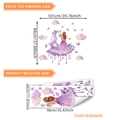 Purple floral moon girl wall sticker with butterflies for home living room decoration - 30*90cm*2pcs