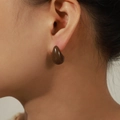 Dark brown teardrop enamel earrings with 18k gold plating for a minimalist look - Small / Brown
