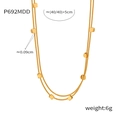 Collier double épaisseur en acier titane doré avec petites perles cubiques et chaîne serpent - Or Double Rang