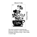 Coffee cup wall sticker with vine patterns and hearts, size 30x50cm for room decor - 30*50cm*1PCS