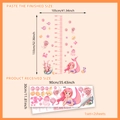 Pink mermaid height chart wall sticker for kids rooms with ocean animals 50-180cm - 30x90cm