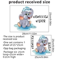 Cute cartoon elephant toilet sticker set with VEUILLEZ VIDER text, 25x25cm size guide - French Version (VEUILLEZ VIDER) / 25*25cm