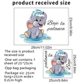 Detailed dimensions for cute cartoon elephant toilet sticker with Spanish text Baje la palanca - Spanish Version (Baje la palanca) / 25*25cm