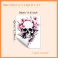 Halloween Wandsticker mit rosa Blumen und Totenkopf Wohndeko 30x40cm Größe - 30x40cm