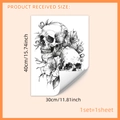 Halloween skull and flower sketch wall sticker 40x30cm for festive home decoration - 30*40cm