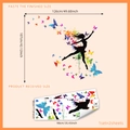 Vinilos decorativos de bailarina con mariposas, set de 2 hojas con medidas y decoración - 30*90CM*2 Piezas