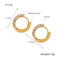 Boucles d'oreilles en acier titane doré en forme de U avec zircons et 1,4 cm de diamètre - Boucles d'oreilles en zircon blanc doré