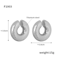 Hammered textured 18K gold plated titanium steel hoop earrings with 3cm diameter - Artistic Hammered Ear Cuff (F1003) / Silver