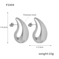 Polished silver teardrop earrings in titanium steel with measurements 3.1cm by 1.9cm - Polished Style (F1004) / Steel