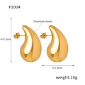 Polished 18K gold plated titanium steel chubby teardrop stud earrings for women - Polished Style (F1004) / Gold