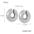 Silver hammered titanium steel C-shaped hoop earrings 3.0cm diameter industrial style - Modern Distressed Texture Ear Cuff (F1011) / Silver