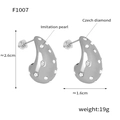 Silver finish chunky teardrop earrings with white imitation pearls and Czech diamonds - Imitation Pearl Czech Diamond Style (F1007) / Steel