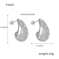 Silver teardrop earrings in titanium steel with Czech diamonds, 2.6cm drop height - Czech Diamond Style (F1007) / Steel